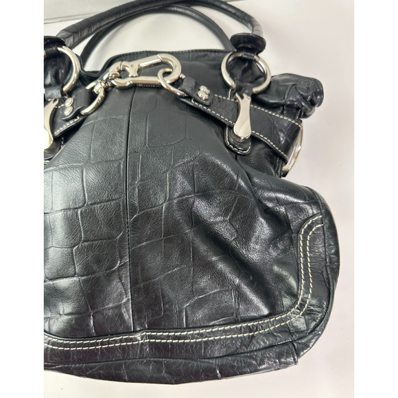 *Flawed* B Makowsky Leather Shoulder Bag Slouchy Hobo Satchel Belted Clip Purse - Picture 4 of 16